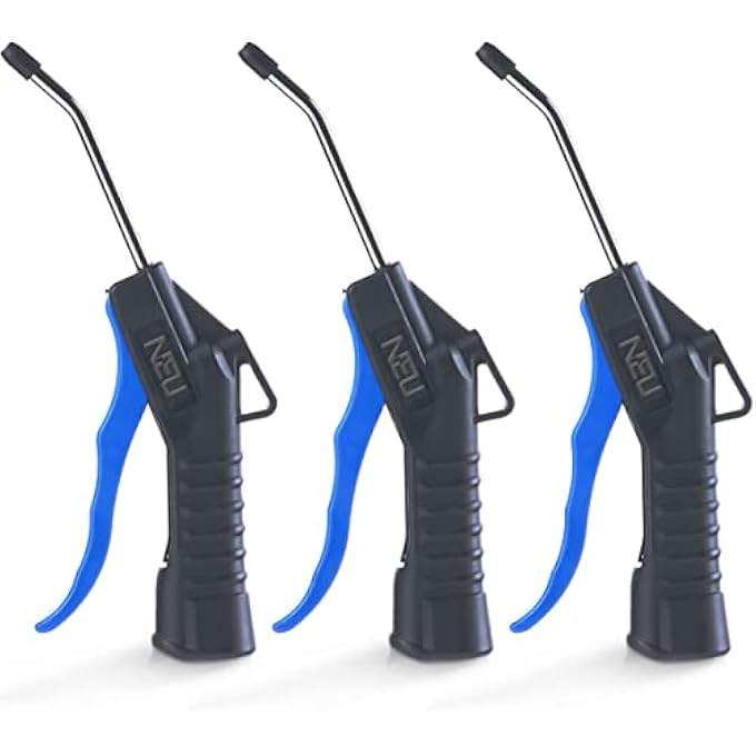 NEU 9.65-IN AIR BLOW GUN WITH RUBBER TIP,3 PCS,1/4" BRASSAIR INLET,ADAPT TO CAR CLEAN,IRON FILINGS CLEANING - Image 1